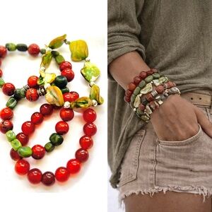 NWT 4-Pack Natural Gem Stone Bracelet Set, Boho Natural Crystal Beads Stack